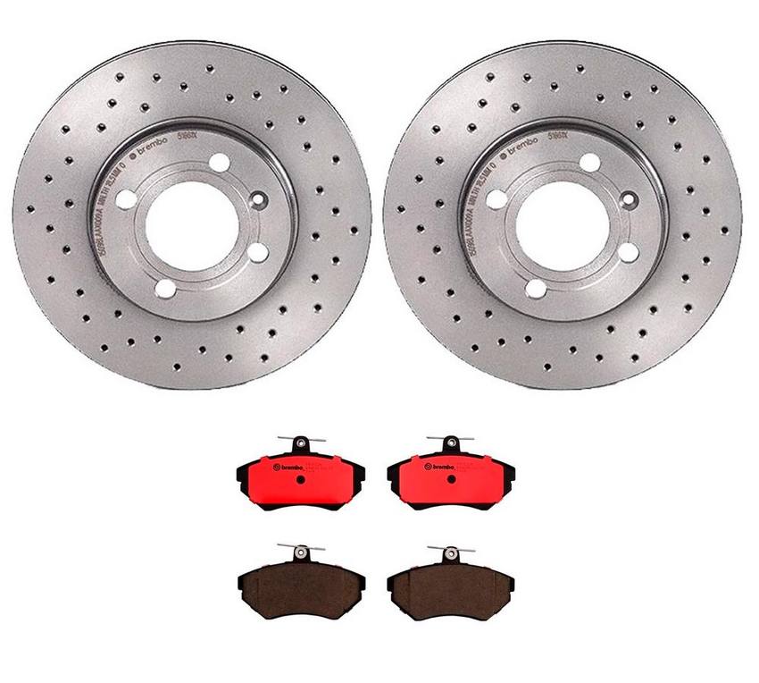 VW Brakes Kit - Brembo Pads and Rotors Front (256mm) (Xtra) (Ceramic) 6N0698151A - Brembo 2904766KIT